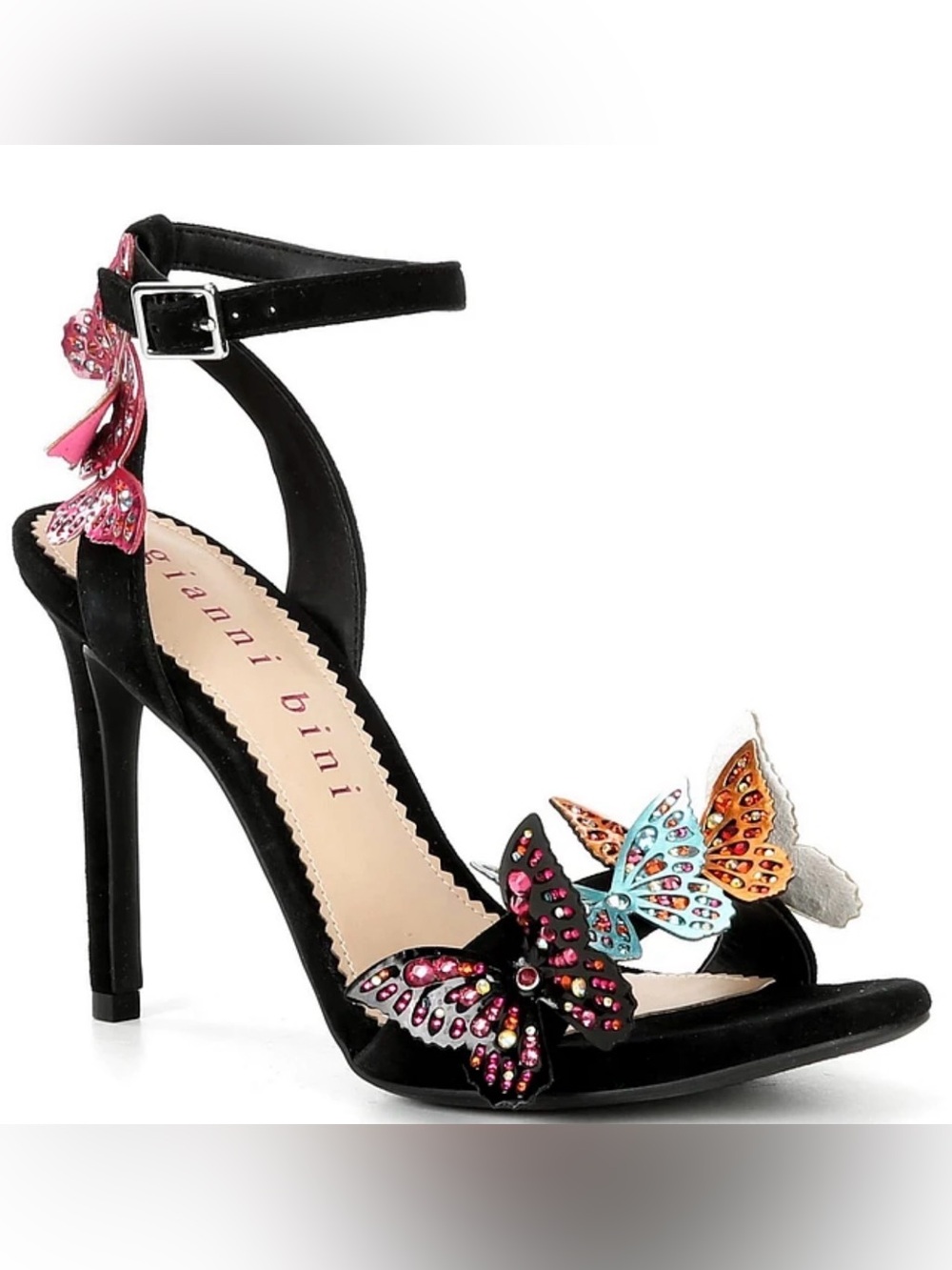Gianni Bini Orlenna Suede Butterfly Ornamented Dress Sandals Sz 9.5